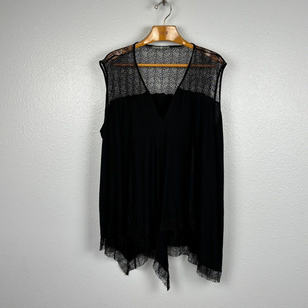 Signature Collection Lace Draped Top 3X Black Boho Whimsigoth Lagenlook